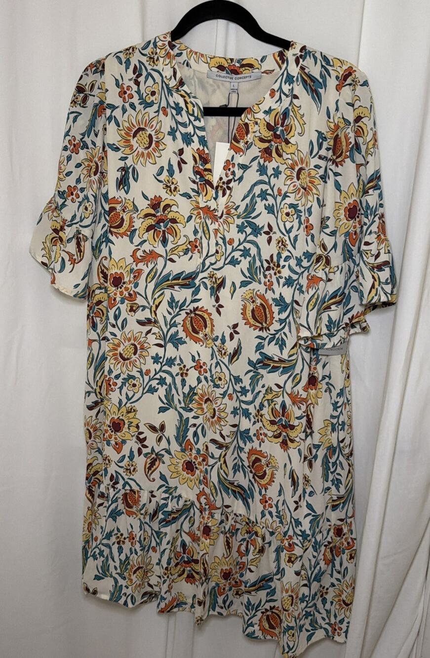 Collective Concepts floral ruffle Lined knee length Dress size L